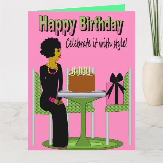 Carte Joyeux Anniversaire Africain Américain Lady Annive (Devant)