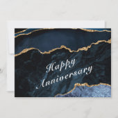 Carte Joyeux anniversaire - Agate Navy Blue Gold Gemston (Devant)