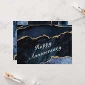 Carte Joyeux anniversaire - Agate Navy Blue Gold Gemston (Devant/Arrière en situation)
