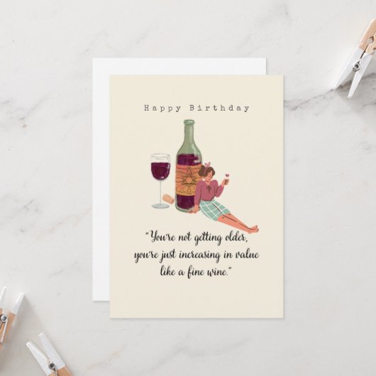 Carte Joyeux anniversaire - Age & Vin (Devant/Arrière en situation)