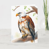 Carte Joyeux anniversaire | Aigle assis sur une branche (Devant)