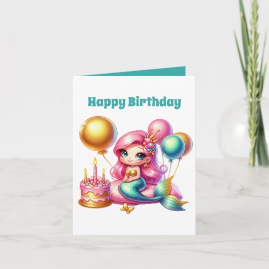 Carte Joyeux anniversaire ajouter message sirène (Devant)