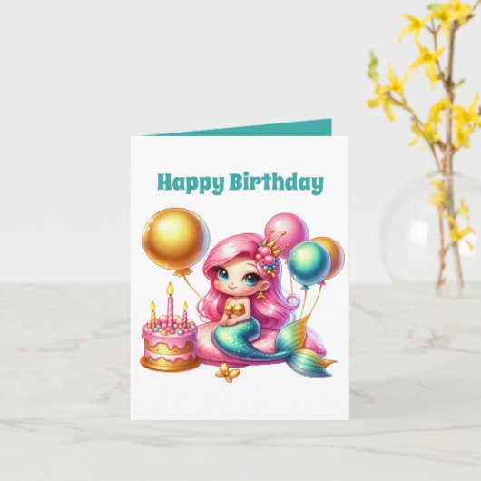 Carte Joyeux anniversaire ajouter message sirène (Fleur jaune)