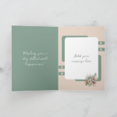 Carte Joyeux anniversaire ajouter nom boho vert floral (Intérieur)