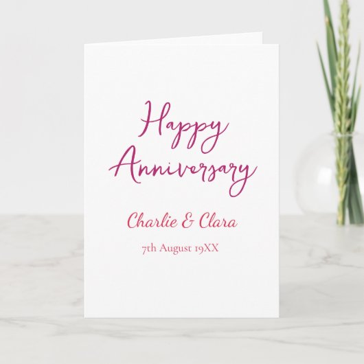 Carte Joyeux anniversaire ajouter nom rose gras nom date (Devant)