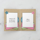 Carte Joyeux anniversaire ajouter nom rose vert bleu rus (Intérieur)