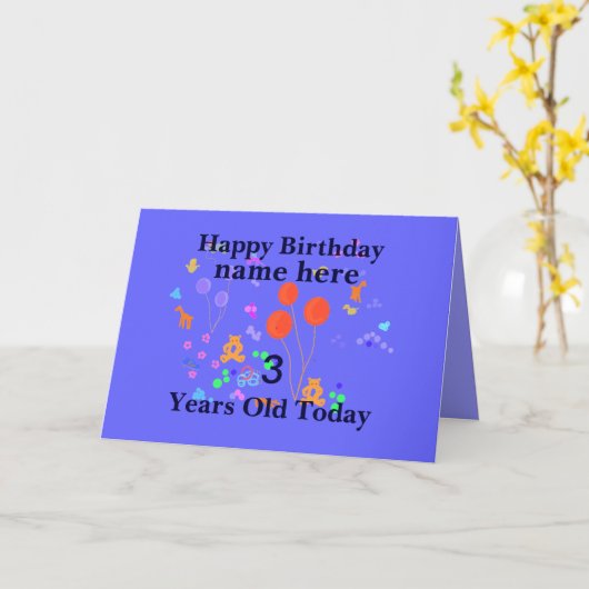 Carte Joyeux Anniversaire Ajouter un nom 3 ans (Fleur jaune)