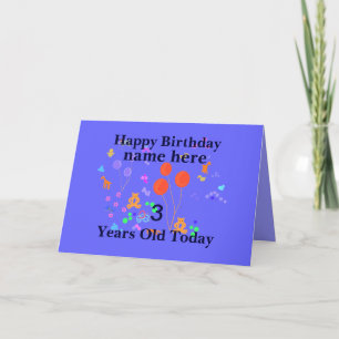Carte Joyeux Anniversaire Ajouter un nom 3 ans