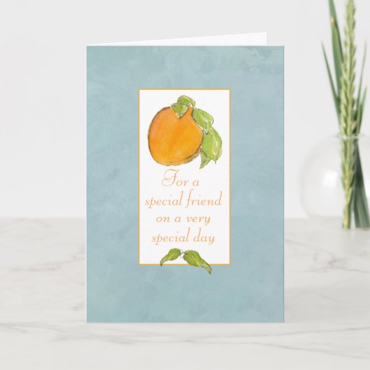 Carte Joyeux Anniversaire Ami Apricot Fruit Grey (Devant)