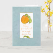 Carte Joyeux Anniversaire Ami Apricot Fruit Grey (Fleur jaune)