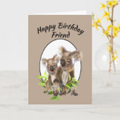 Carte Joyeux Anniversaire Ami Cute Koala Oear Amis (Fleur jaune)
