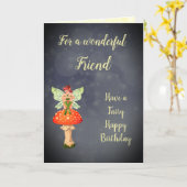 Carte Joyeux anniversaire Ami design de fée (Fleur jaune)