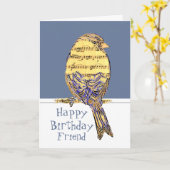 Carte Joyeux Anniversaire Ami Musicien Fun Music Note Bi (Fleur jaune)