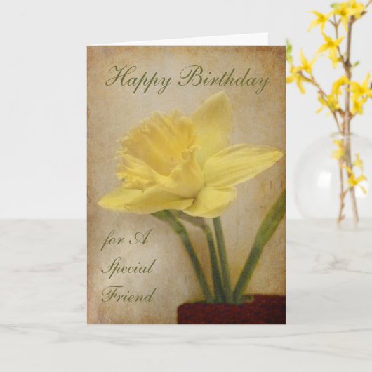 Carte Joyeux anniversaire, Ami Spécial (Fleur jaune)