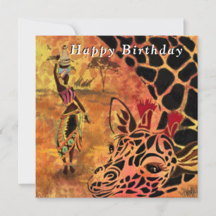 Carte Joyeux Anniversaire - Amis Africains Fille et Gira