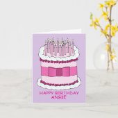 Carte Joyeux Anniversaire Angie Cake et bougies (Fleur jaune)