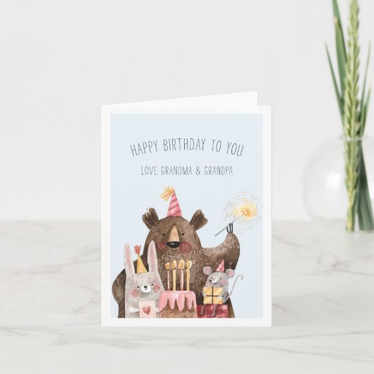 Carte Joyeux anniversaire | Animaux de fête pour enfants (Devant)