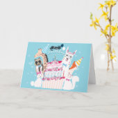 Carte Joyeux Anniversaire Animaux et Gâteau (Fleur jaune)