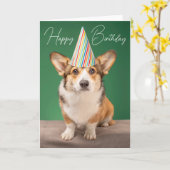 Carte Joyeux Anniversaire | Anniversaire de corgi chiot (Fleur jaune)