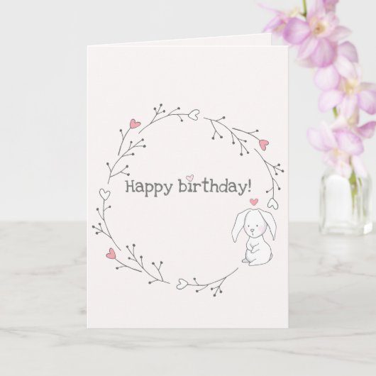 Carte Joyeux anniversaire ! Anniversaire du petit lapin  (Orchidée)