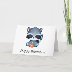 Carte Joyeux Anniversaire Aquarelle Bébé Raton Laveur av