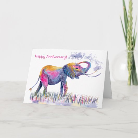 Carte Joyeux Anniversaire Aquarelle Eléphant (Devant)