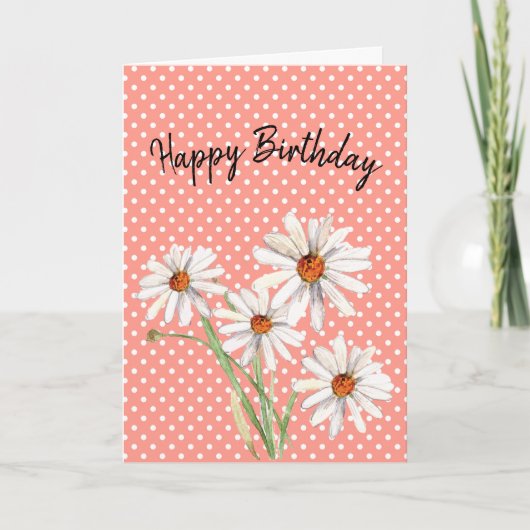 Carte Joyeux anniversaire aquarelle marguerite (Devant)