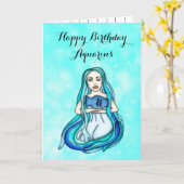 Carte Joyeux anniversaire Aquarius Horoscope Traits (Fleur jaune)