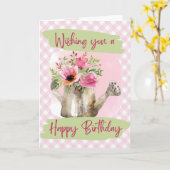 Carte Joyeux Anniversaire - Arrosoir Aquarelle (Fleur jaune)