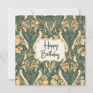 Carte Joyeux anniversaire Art Nouveau Floral Abstrait