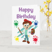 Carte Joyeux Anniversaire Artiste (Fleur jaune)