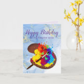 Carte Joyeux anniversaire Artiste préféré Peinture color (Fleur jaune)