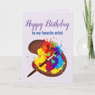 Carte Joyeux anniversaire Artiste préféré Peinture color