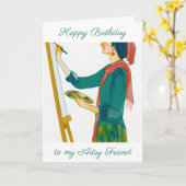 Carte Joyeux anniversaire | Artsy Woman (Fleur jaune)