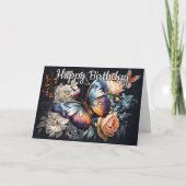 Carte Joyeux anniversaire | Artwork de papillons vintage (Devant)