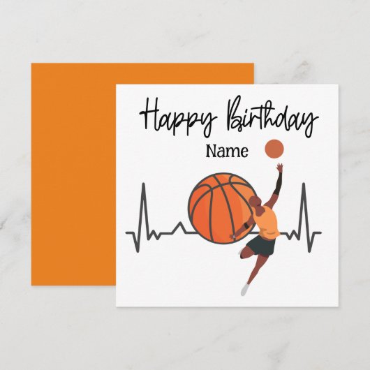 Carte Joyeux anniversaire au basket-ball avec le joueur (Devant / Derrière)