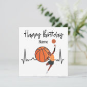 Carte Joyeux anniversaire au basket-ball avec le joueur (Debout devant)