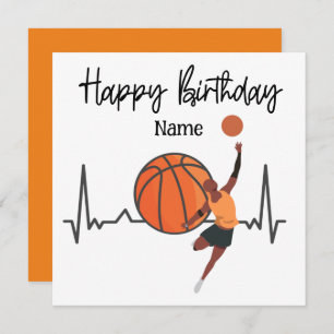 Carte Joyeux anniversaire au basket-ball avec le joueur