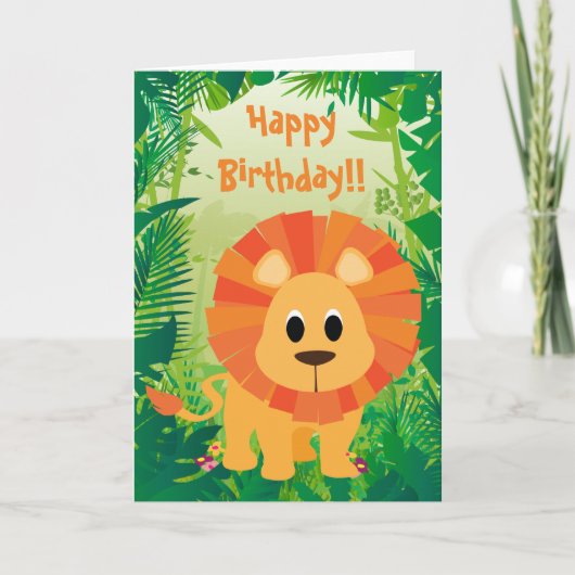 Carte Joyeux anniversaire au lion (Devant)