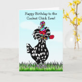 Carte Joyeux anniversaire au plus frais des poussins (Fleur jaune)