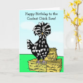 Carte Joyeux anniversaire au plus frais des poussins (Fleur jaune)