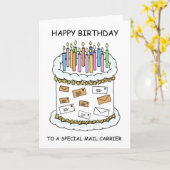 Carte Joyeux anniversaire au transporteur de courrier (Fleur jaune)