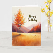 Carte Joyeux Anniversaire Automne Doré (Fleur jaune)