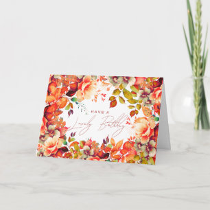 Carte Joyeux Anniversaire Automne Jardin Floral