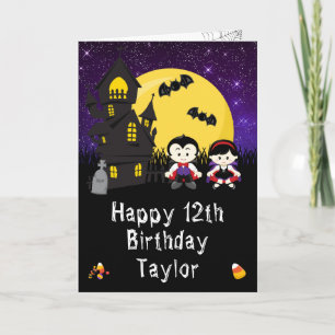 Carte Joyeux Anniversaire aux Vampires Violet d'Hallowee