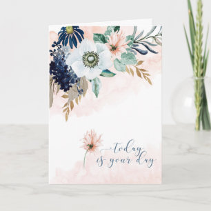Carte Joyeux anniversaire avec aquarelle Floral