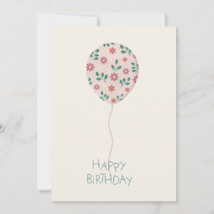 Carte Joyeux Anniversaire avec ballon peint à la m