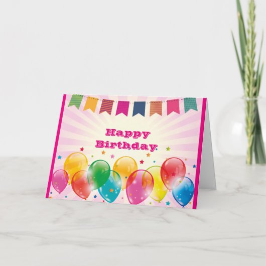 Carte Joyeux anniversaire avec ballons (Devant)