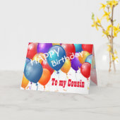 Carte Joyeux anniversaire avec Ballons COUSIN 2 (Fleur jaune)