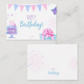 Carte Joyeux Anniversaire avec ballons et gâteau (Devant / Derrière)